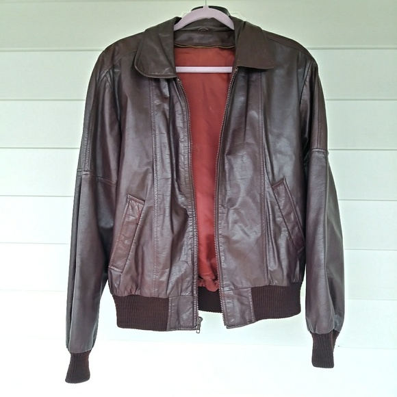 Vintage Other - ⭕VINTAGE Burgendy Men's Leather Jacket